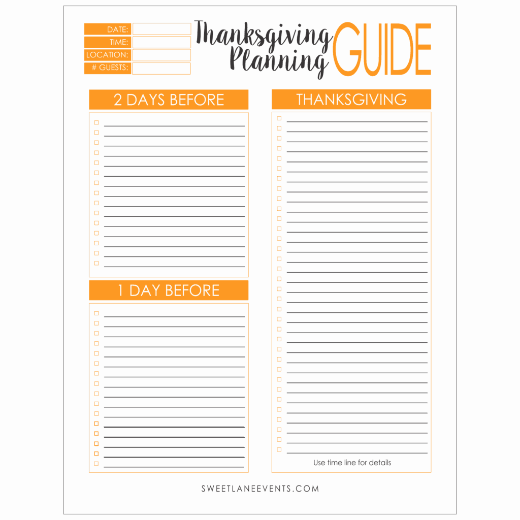 Thanksgiving Planning Guide - Sweet Lane Events